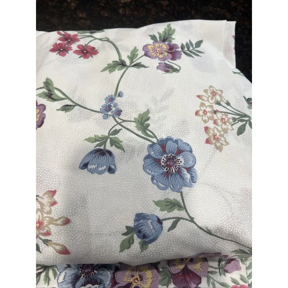 Vintage Cannon Twin Sheet Set Flat Fitted Floral Rose Pansy Cottagecore Shabby